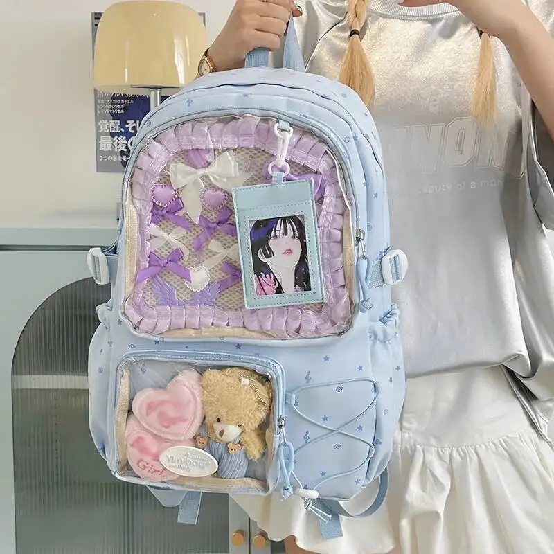 New Y2K Cute Ita Backpack Large Capacity Commute Knapsack Girl Transparent DIY Display Rucksack outdoor fashion Travel Schoolbag