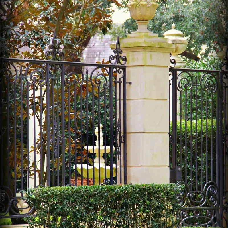 European Wrought Iron Fence Design With Hand Forged Scrollwork Traditional Ornamental Outdoor Fence