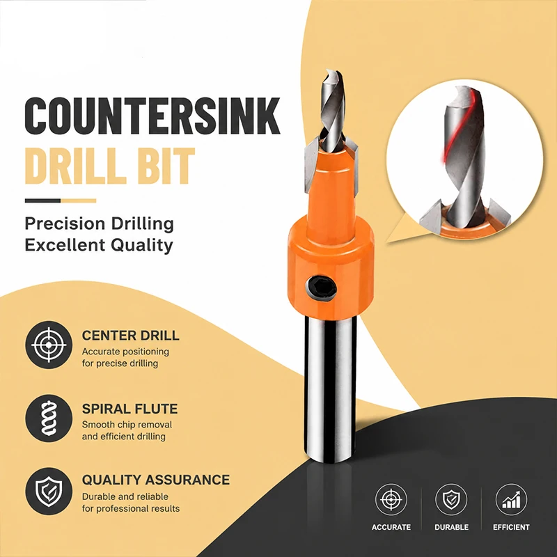 テーパーカウンターシンクドリルビットステップコーン穴開け器、ネジ取り付け用、木工用パイロットボーリングカッターツール