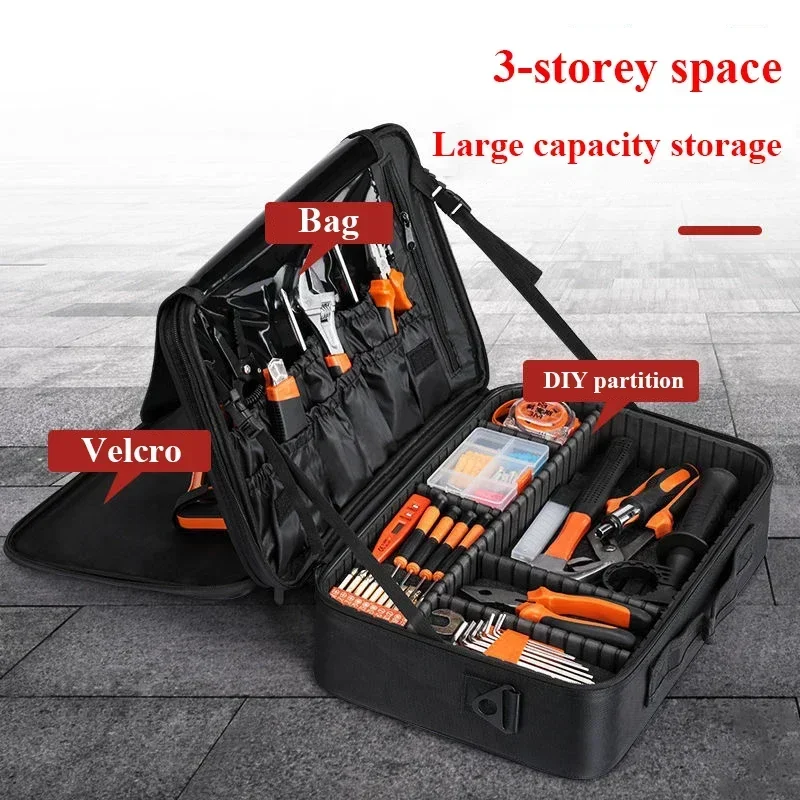 Large Portable 3 Stage Tool Bag Hand Tools Oxford Repair Tool Bag Storage Travel Bags Work Bolsa De Ferramentas Makeup Organizer