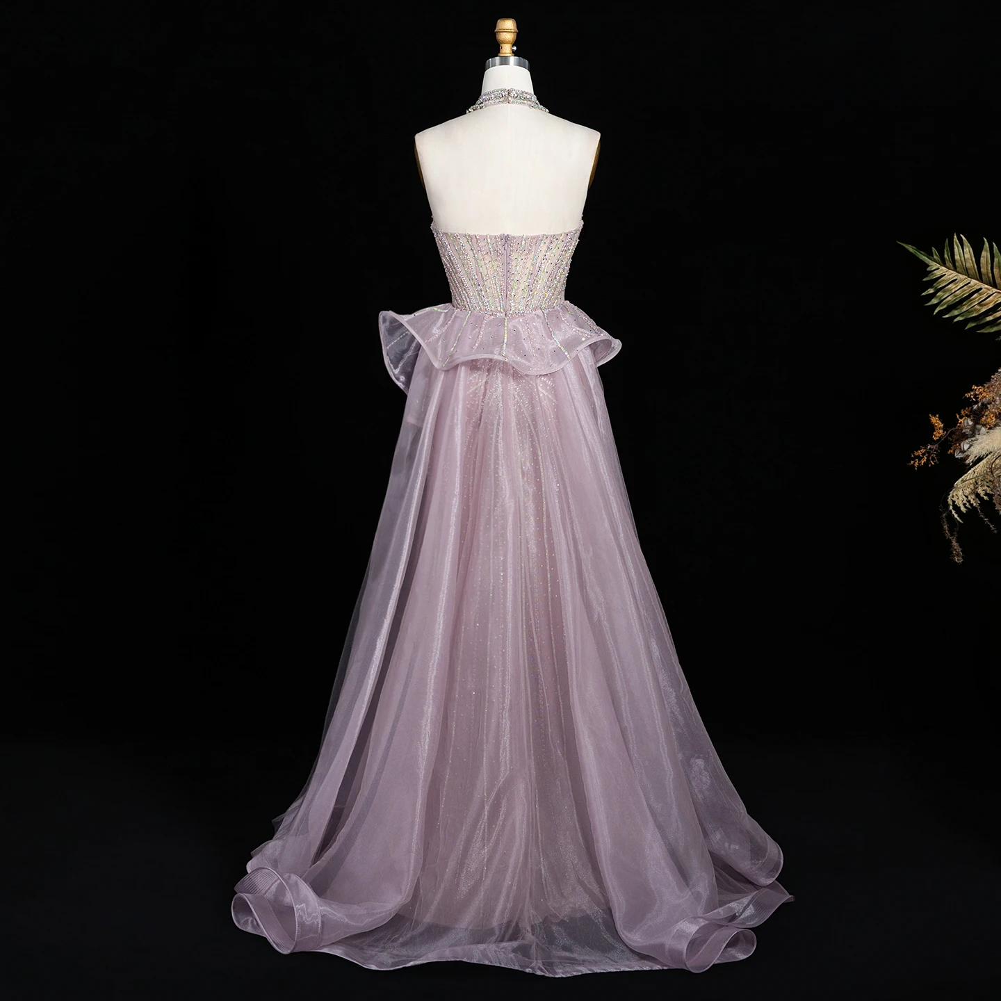 Sharon Said Abendkleid Luxuriöses Meerjungfrauenkleid aus Tüll mit Kristallen, Korsett und Perlen, Dubai Formelles Hochzeitskleid mit Überrock SS139 Maßanfertigung – Detail 7