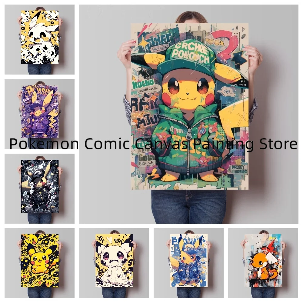 

Japanese Animation Figures Pokémon Pikachu Mural Wall Poster Pop Art Painting Canvas Room Home Decor Accessories Kids Gift