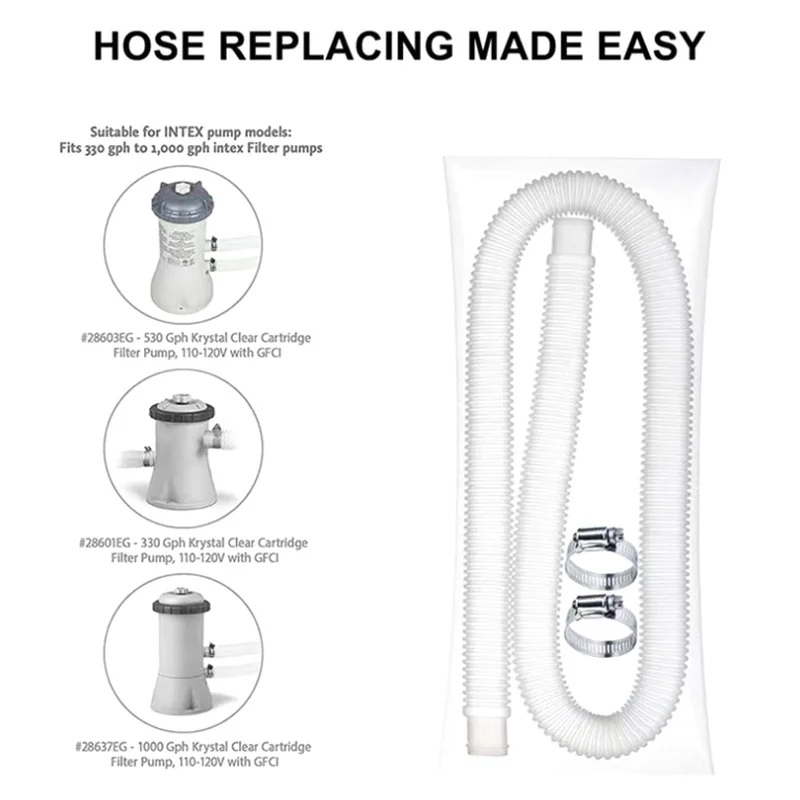 1pcs 1m For 1-1/4 Inch Accessory Hose Above Ground Pool Swimming Pool Pump Blue White Replacement Hose