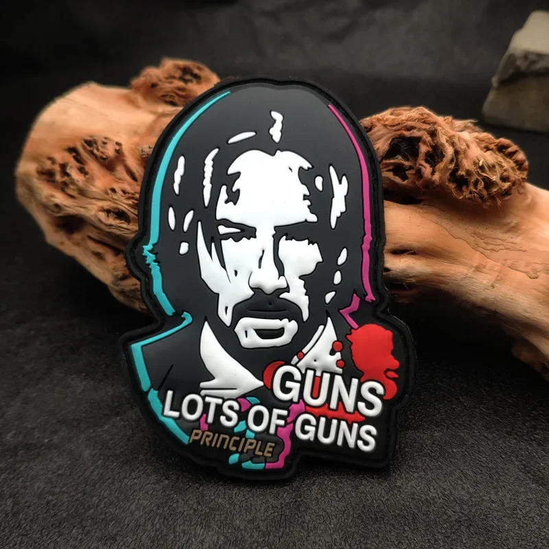 

GUNS LOTS OF GUNS Johnwick PVC Patches for Clothing Keanu Movie Tactical Badge on Backpack Rubber Military Applique Hook Armband