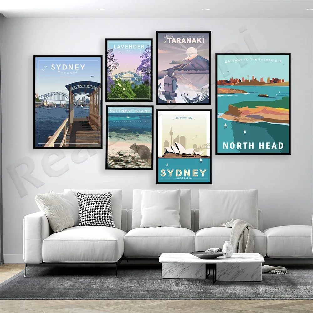 ملصق سفر Rottnest Island Perth Western Australia، Sydney Australia، Sydney Harbour، Victoria، Mount Taranaki New Zealand #2