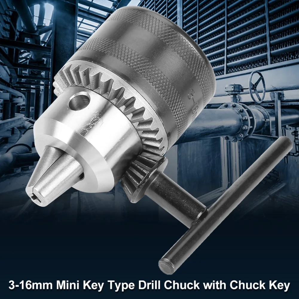 3-16mm Capacity Mini Key Type Drill Chuck Slotted Shank 1/2-20UNF Thread Drill Chuck Adapter 1/4 Hex Adapter Mini Chuck Key