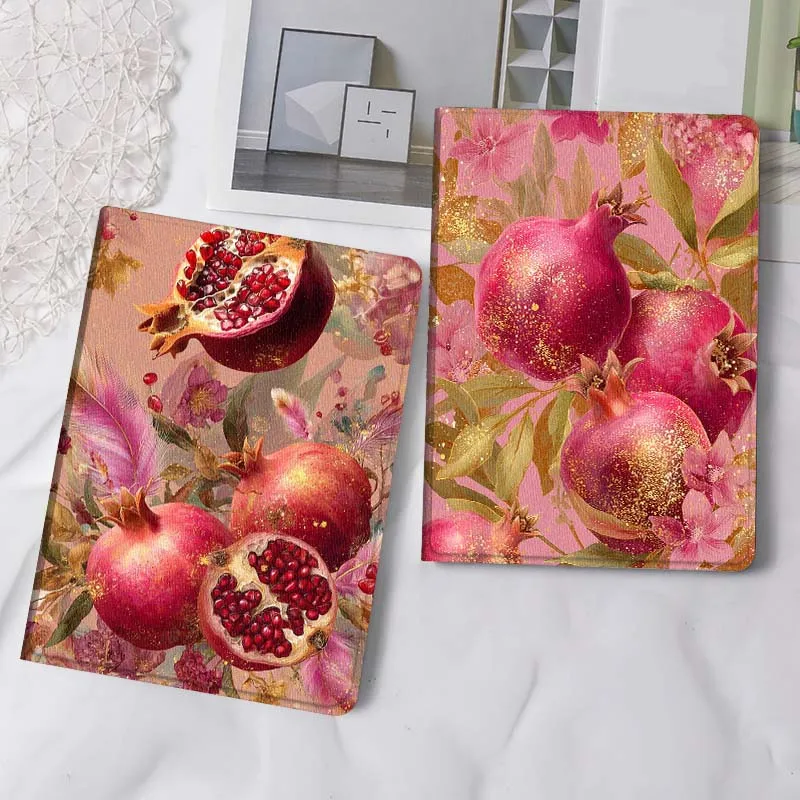 

Чехол для планшета с цветочным узором и перьями красного граната для Apple iPad Air Pro mini 1 2 3 4 5 6 7 8 9 11 M2 M3 M5 M4 5th 6th 7th 10th 11th