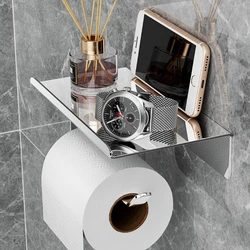 Toilet Paper Holder With Mobile Phone Placement Shelf Holder Toilet Roll Paper Storage Shelf Tissue Holder Bathroom Accessories