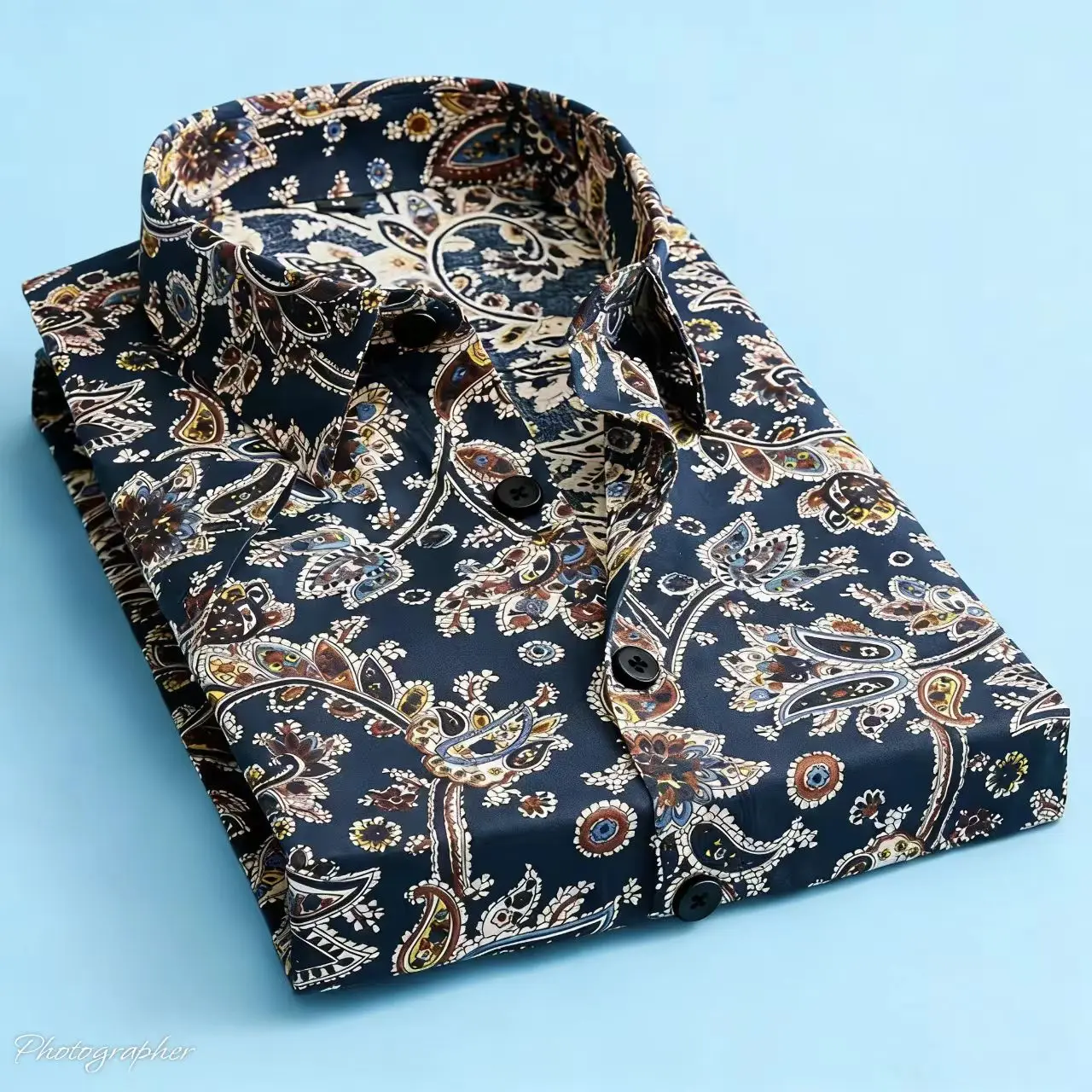 Men's Summer Slim Fit, Casual, Comfortable, Personalized, Trendy, High-Quality, Fashionable Printed Short-Sleeved Lapel Shirt