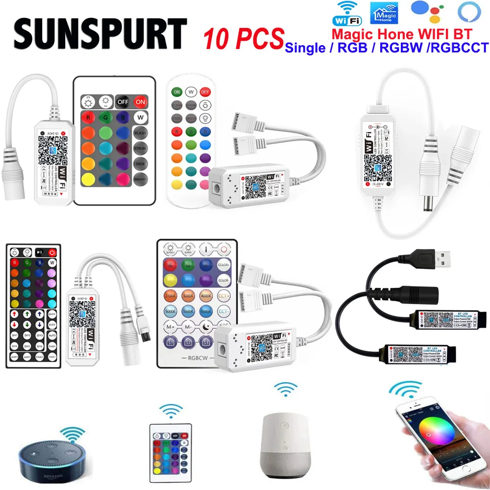 

10Magic Home DC5-24V беспроводной мини-контроллер с регулируемой яркостью Wi-Fi одноцветные светодиодные контроллеры для 2835 5050 5630 5730 светодиодные ленты