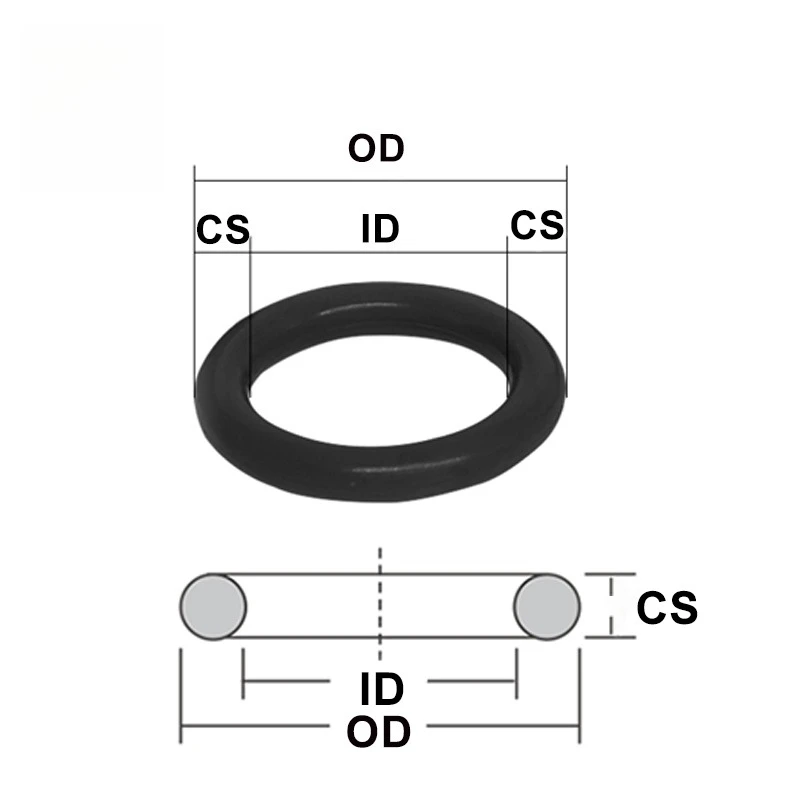 Fkm cs2.5/3/5.7mm de espessura OD6-100mm borracha fluorada preta o-ring selos o-ring arruela produto vedação junta de borracha o anéis
