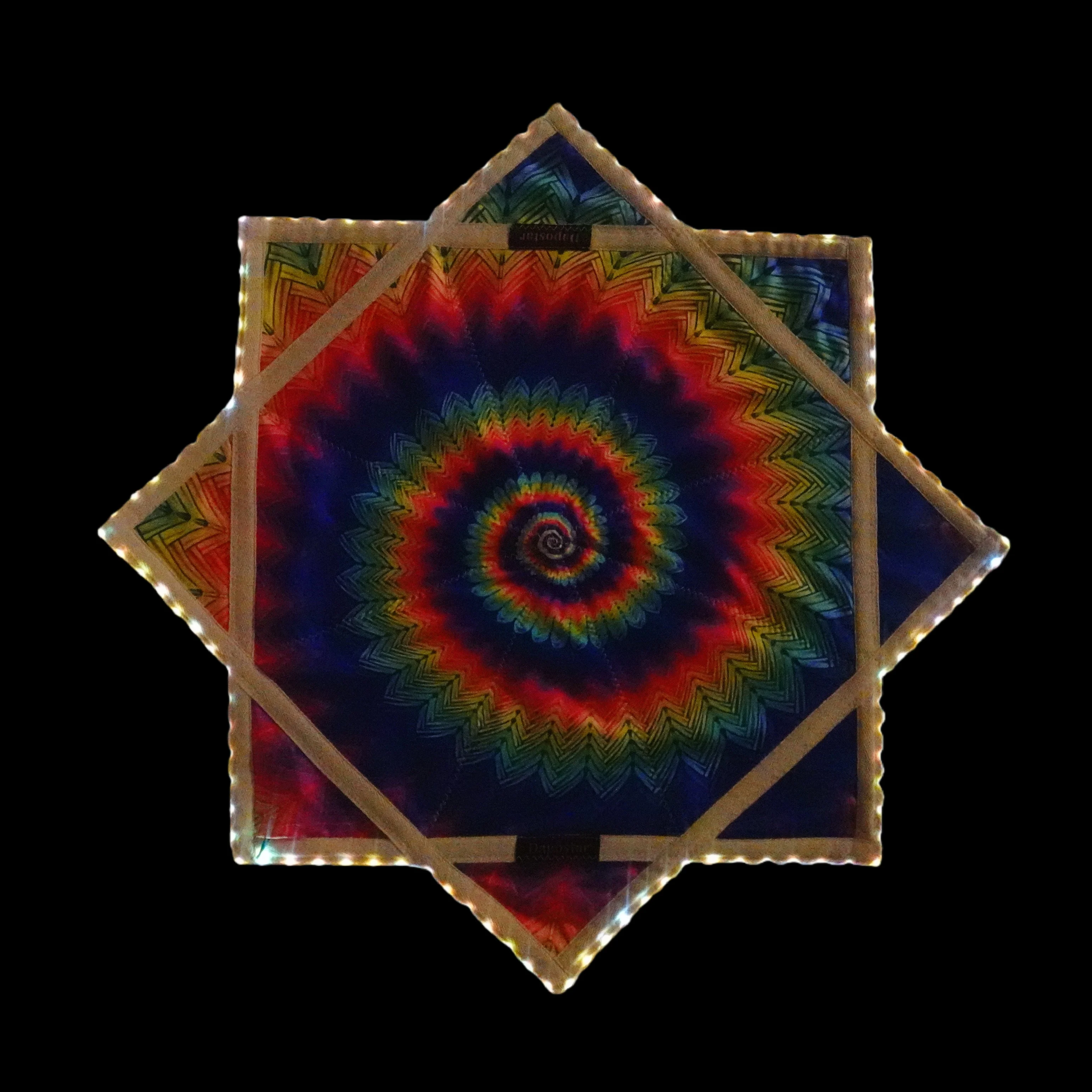 Lenço giratório com efeito fluorescente com padrão de impressão dupla face LEDdapo estrela