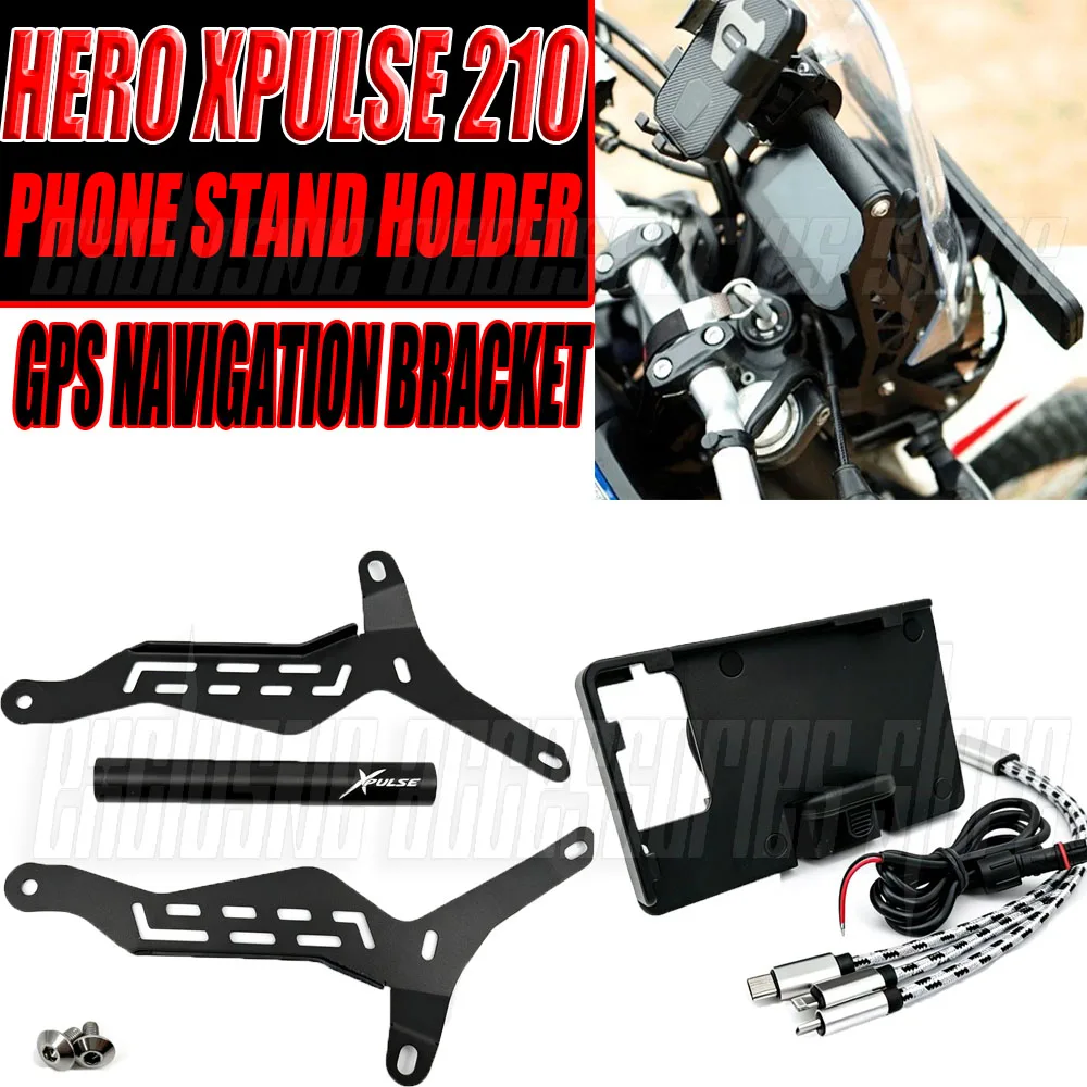 HERO XPULSE 210 Xpulse210 210XPULSE Navigation Phone Stand Bracket USB Charging Base GPS Support Windshield Extension Kit