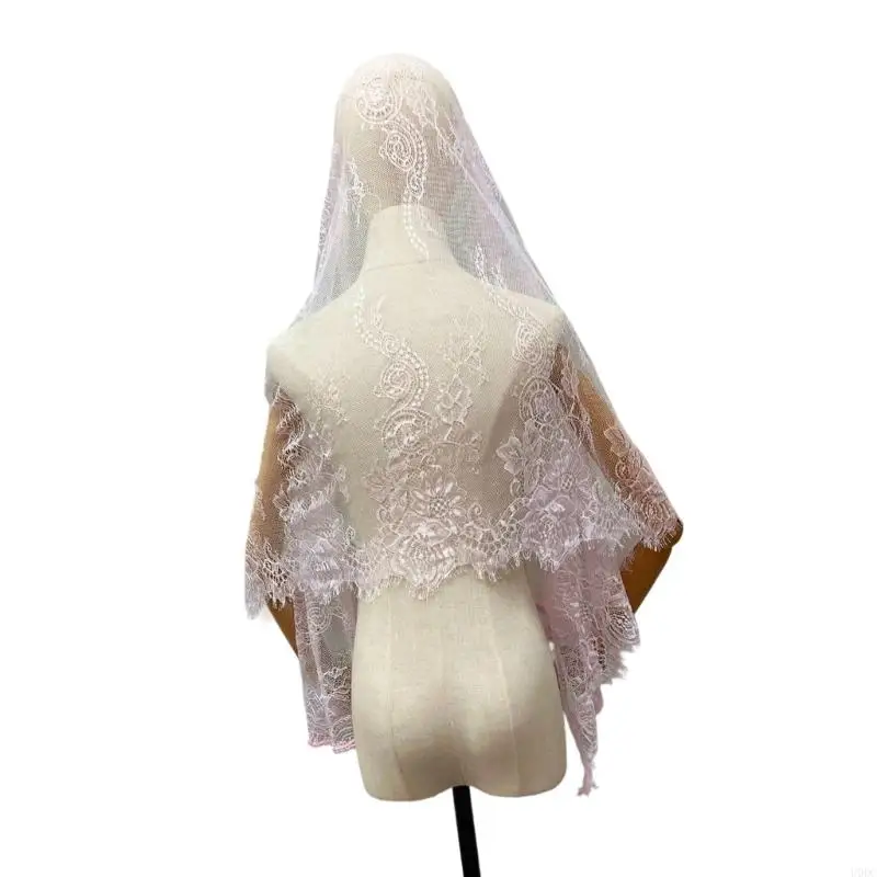

Elegant Black Lace Scarf For Ceremony Traditional Accessory Lightweight Polyester Y166