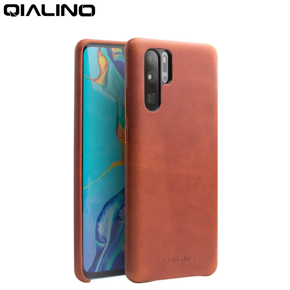 QIALINO Fashion Genuine Leather Ultra Slim Phone Case for Huawei P30 Pro 6.47 inch Luxury Handmade Back Cover for Huawei P30