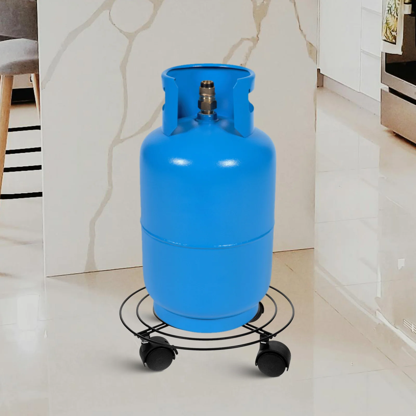 Portabottiglie per gas Carrello per bombole Base per supporto per serbatoio Ruote in ferro propano Vassoio per griglia Base per serbatoio del gas Freni Mobilità Durata