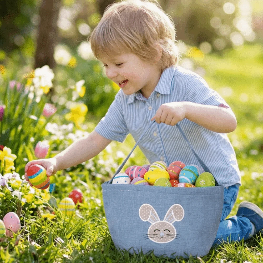 Cartoon Rabbit Storage Basket Wear-resistance Large Capacity Rabbit Egg Basket Decorative with Handle Happy Easter Handbag