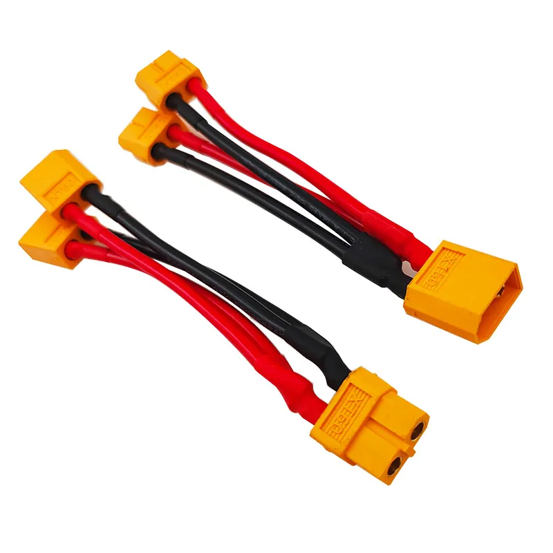 XT60 one to two Connector, 3-way silicon wire, dual extension Y-splitter for battery charger, 14AWG