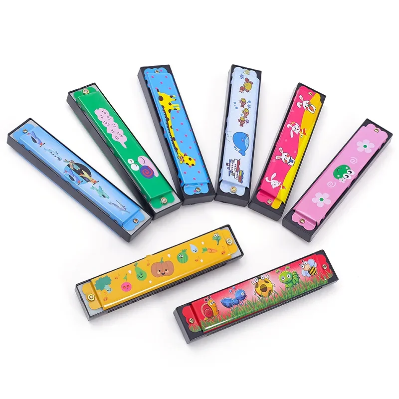 Jouet d'instrument de musique à double rangée pour enfants, harmonica de dessin animé à 16 trous, écoute de la musique, convient aux bébés, 10 pièces