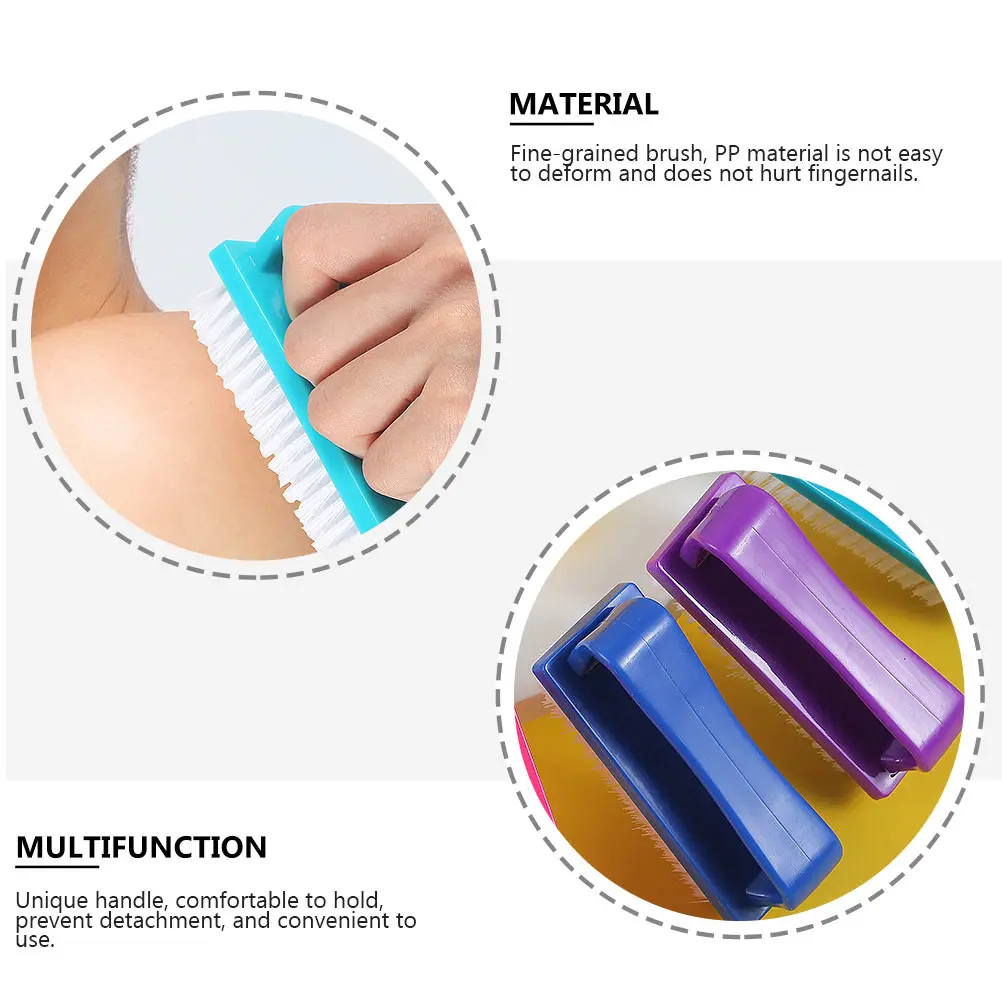 

4pcs Nail Brush Fingernail Cleaning Tools Durable Manicure Brushes PP Material Lightweight Portable Easy To Use Creative Design