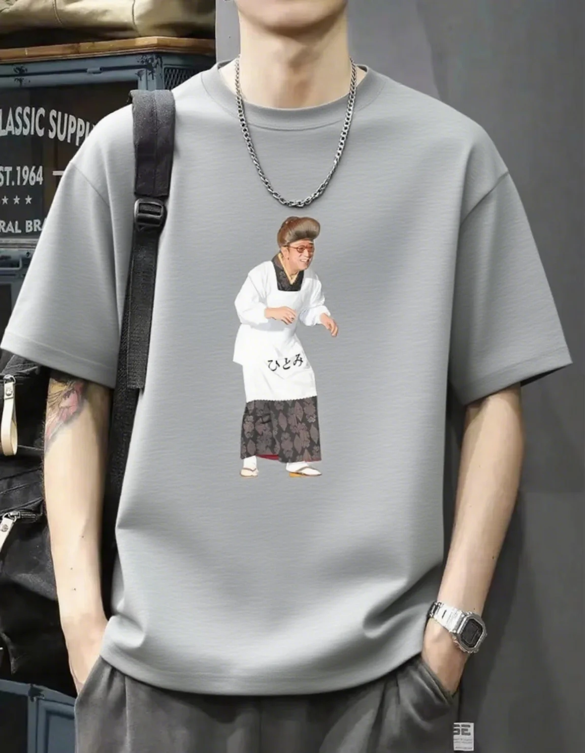 

Ретро-футболка с японским узором шеф-повара, мужская свободная рубашка с короткими рукавами, высококачественный принт, идеальный выбор для модной повседневной одежды
