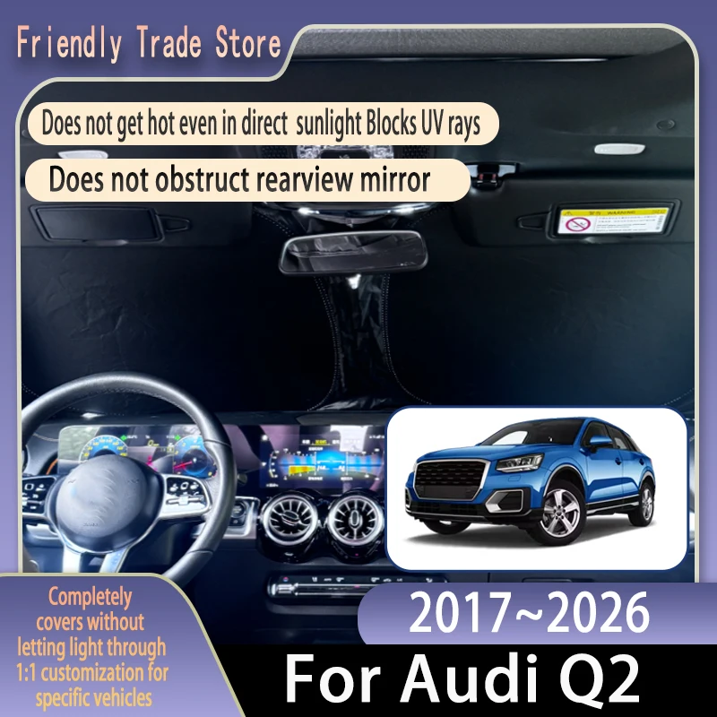 

Car Front Windshield Sunshade For Audi Q2 2017~2026 25 Fold Shade UV Shade Solar Sun Shade Privacy Curtain Car Auto Accessories