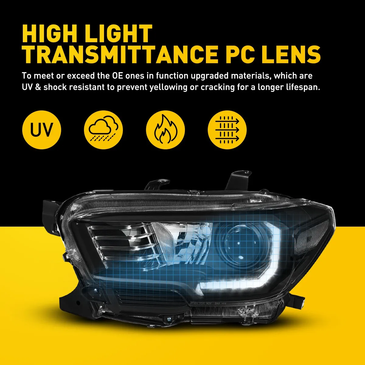 2Pcs Headlights Headlamps Fit For Toyota Tacoma 2016 2017 2018 2019 2020 2021 2022 LED DRL Halogen Headlight Model Set TO2502244