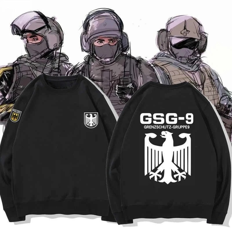Deutschland GSG9 Anti-Terror-Spezialeinheiten-bedruckter Rundhalspullover Herbst und Winter Taktisches Freizeit-Sweatshirt für Männer und Frauen