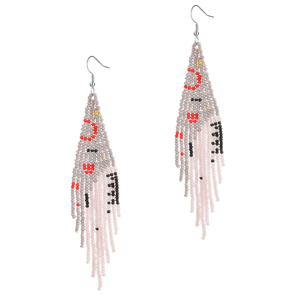 

1 Pair Long Tassel Earrings Colorful Handcrafted Metal Bead Dangle Drop For Women Fashion Jewelry Summer Accessories Wedding