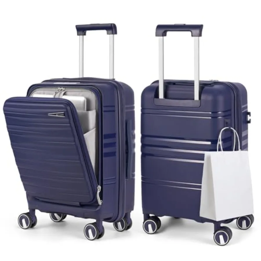 

Чемодан RAINSMORE 20 дюймов, расширяемый, королевский синий, жесткий корпус, на колесиках, одобрен для авиаперелетов, с передним карманом и отделением для ноутбука