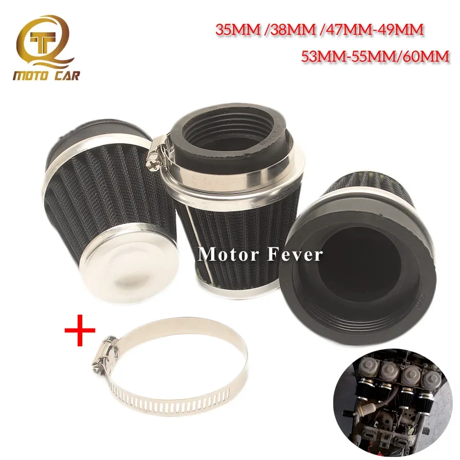 1pc Universal Motorcycle Air Filter Filtration 35/37/38/39/47/48MM/49MM/53MM 54MM 55MM 60MM Filter Air Cleaner System