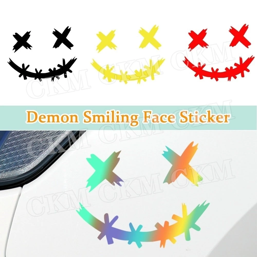 

Car Sticker Car Window Decal Smile X Eyes Car Decal Tuning Universal Waterproof Helmet Sticker Motorcycle Auto Accessories