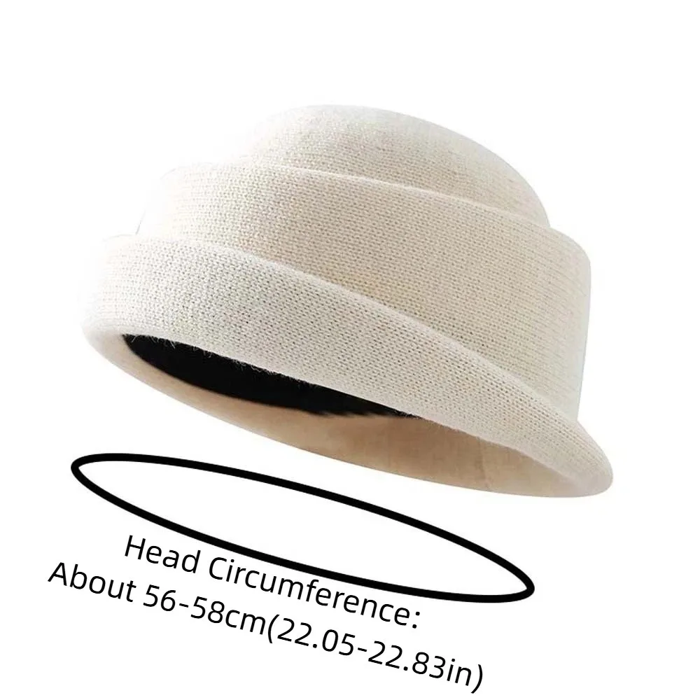 Elegante vintage uitziende wollen kap met opgerolde rand Veelzijdige effen kleur Britse hoge hoed Retro baret Wollen formele hoed Modeshow