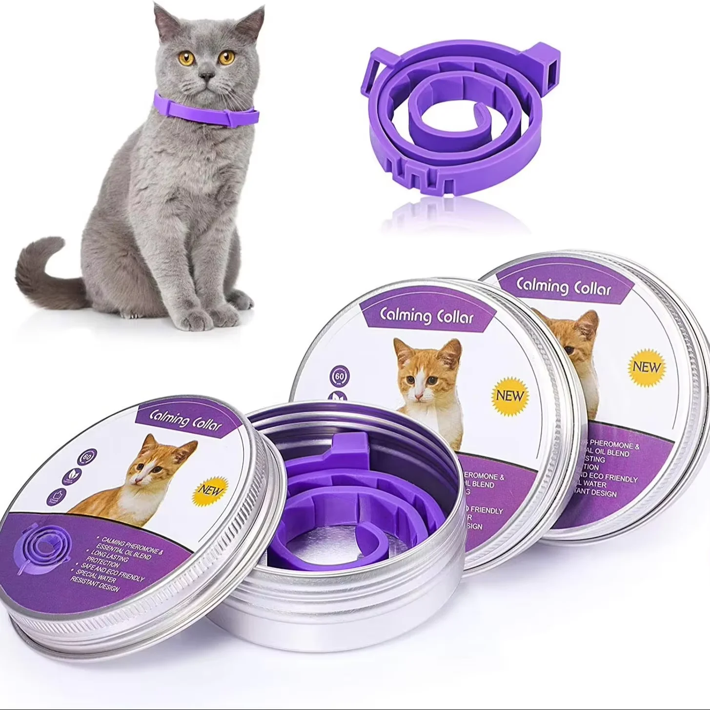Pet Calming Collar For Cats Dogs Adjustable Anxiety Pheromone Reducing Pet Collar Lasting Natural Calm Relax Soothing Collars