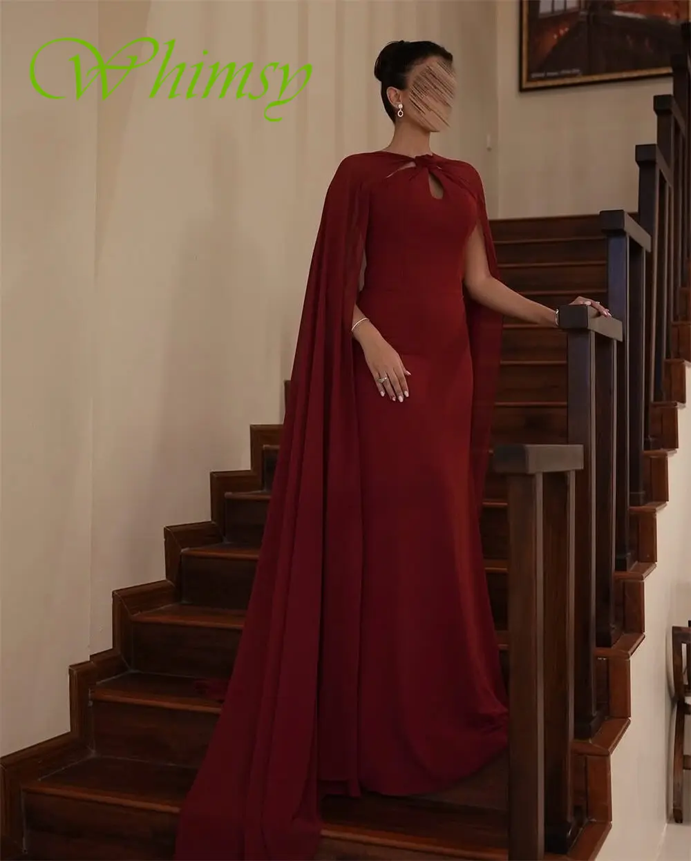 Abito da sera formale personalizzato con scollo a O in jersey Abiti da ballo delicati a maniche lunghe Abiti da cerimonia per occasioni speciali