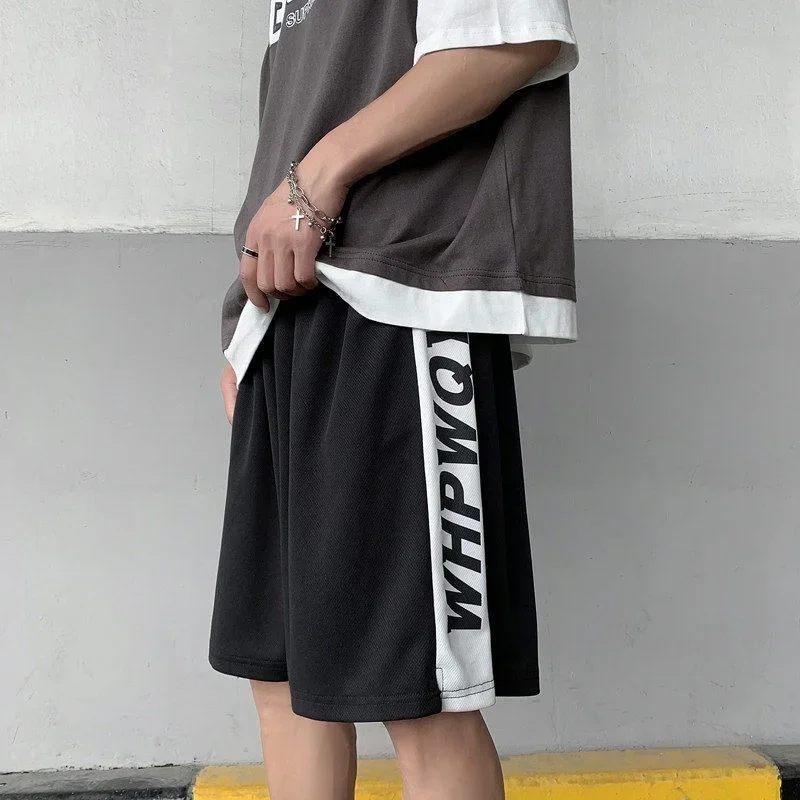 Wakamono Basketball Shorts for Men Casual Shorts for Men Letter Athletic Shorts Streetwear Black Sport Short Pants Man Summer