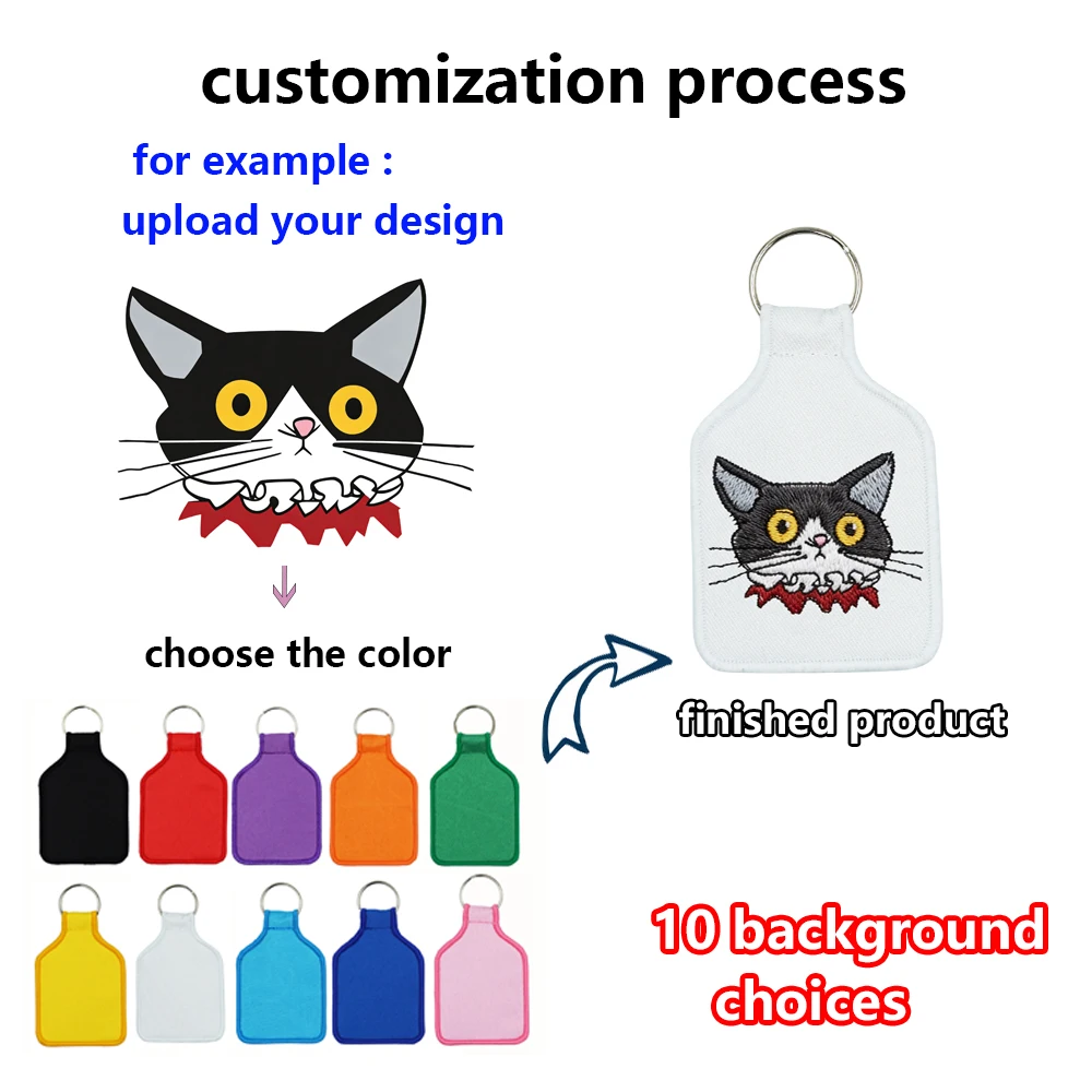 Custom Embroidery Keychain Personalized Pattern Patch Keyring Pendant for Backpack Luggage Tag Motorcycle Cycling Fitness