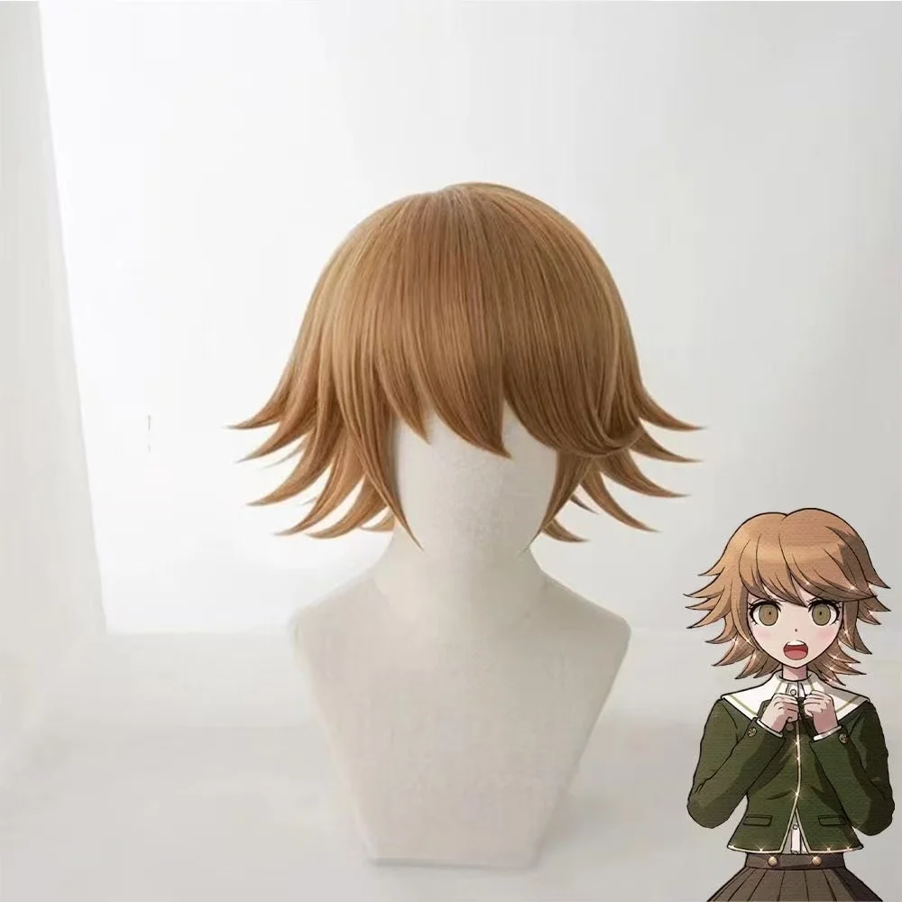 Danganronpa Chihiro Fujisaki Cosplay Wig Brown Short Heat Resistant Synthetic Hair Anime Costume Wigs For Halloween Comic Con