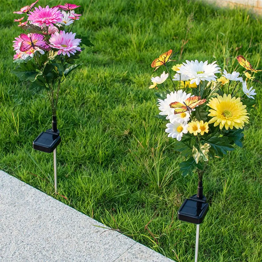 

2PCS LED Solar Artificial Flower Butterflies Light Waterproof Garden Fairy Light for Home Garden Courtyard Christmas Decoration
