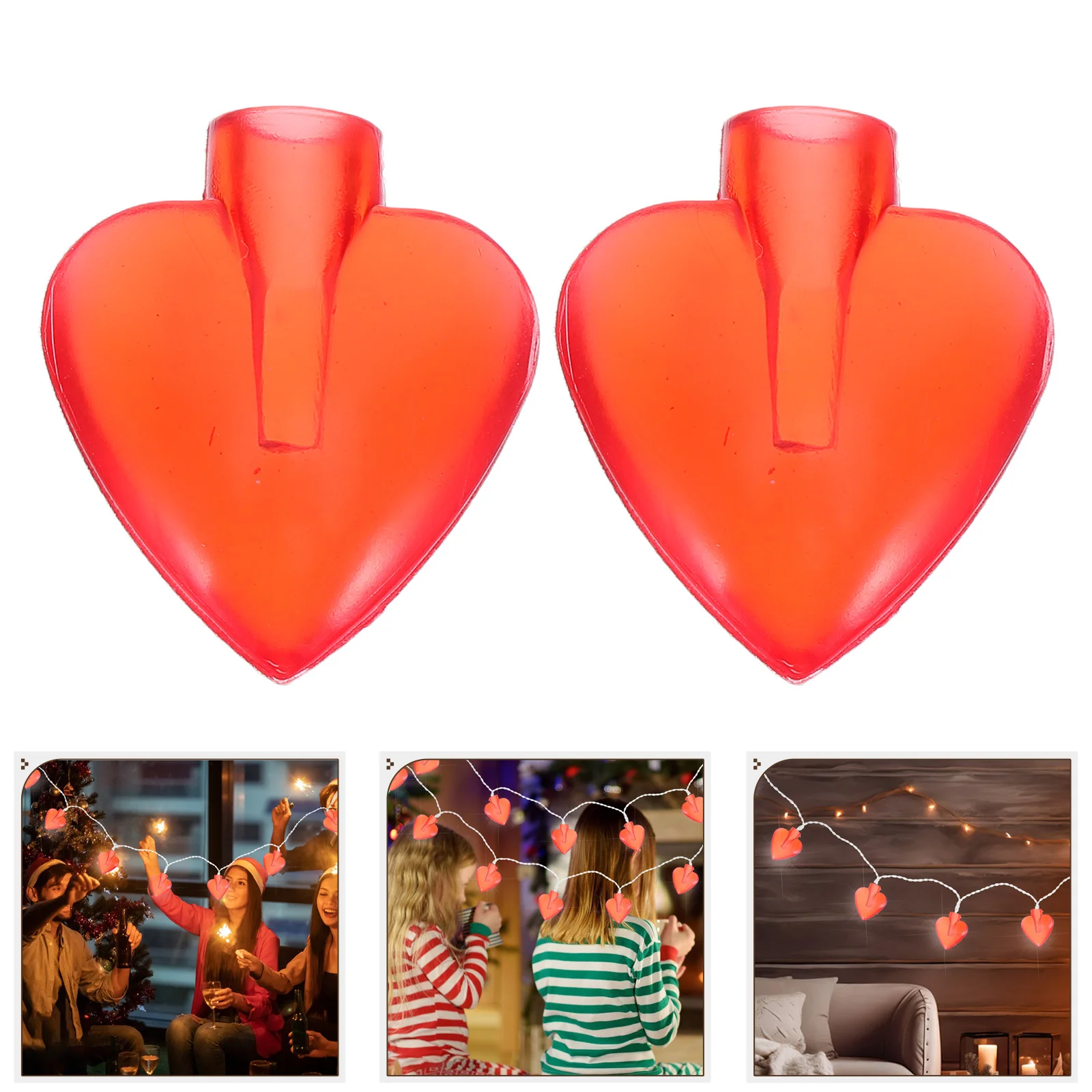 

50pcs Heart Shaped Light Bulb Covers For 5Mm Led String Lights Mini Red Lampshade Decorative Outdoor Wedding Party Holiday