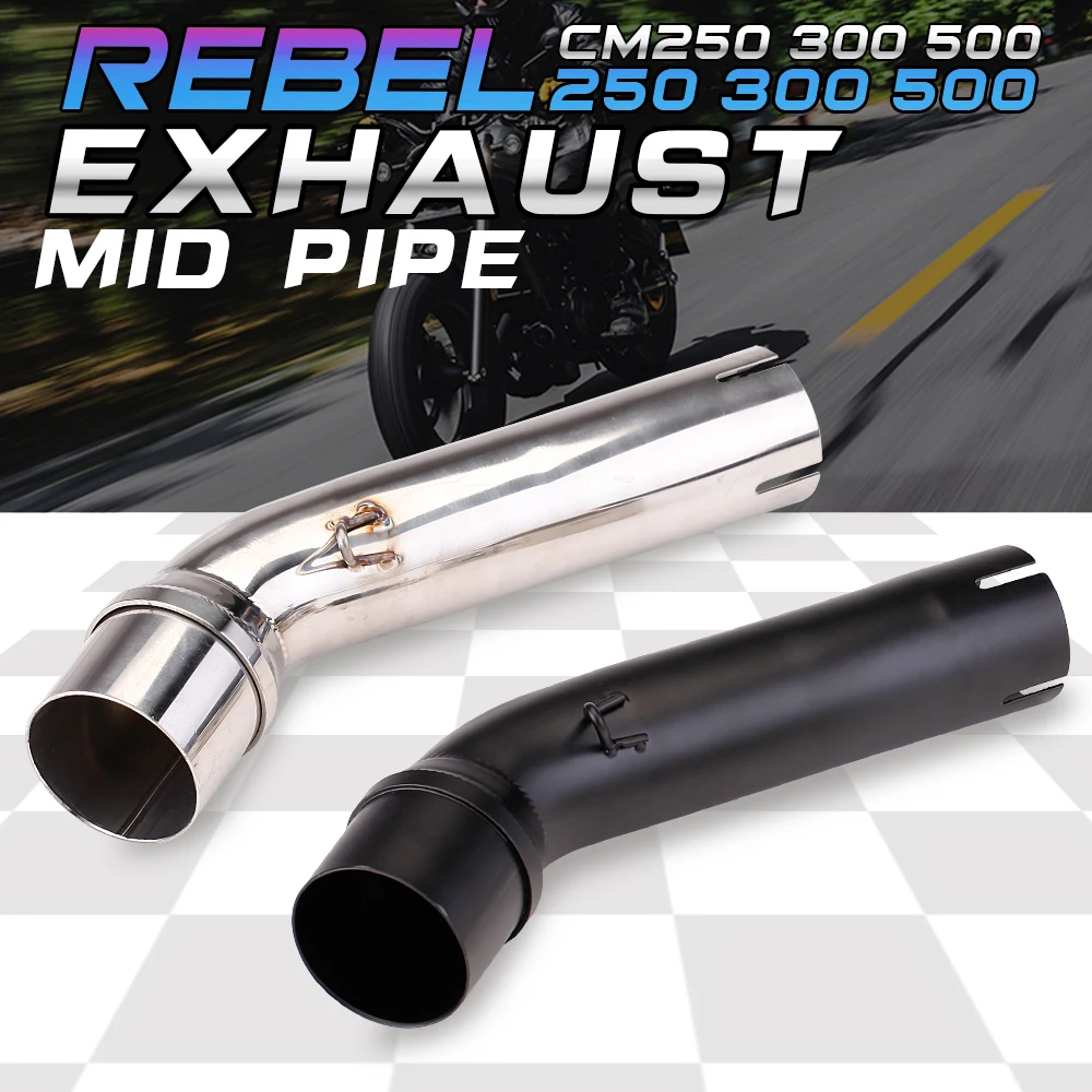 For CM300 CM500 Motorcycle Exhaust Modify Stainless Middle Link Pipe 51mm Interface 