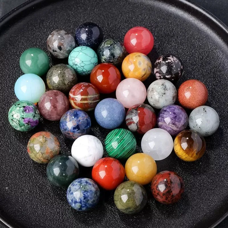 16mm Natural Crystal Ball No Hole Beads, Polished Agate Gemstone Sphere Bulk for DIY Jewelry Crafts Home Decor Gifts