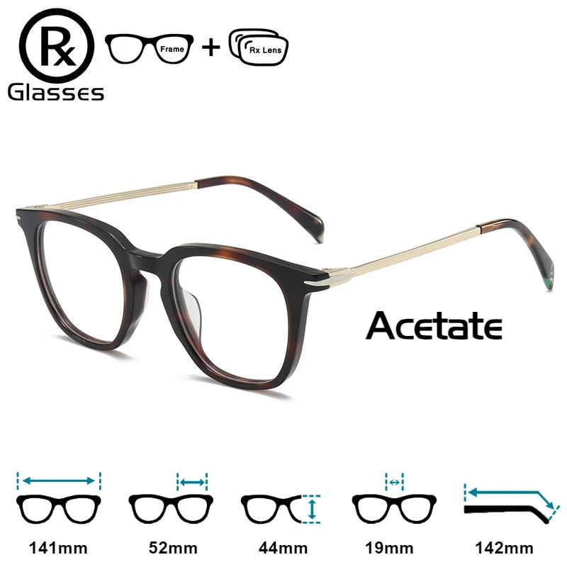 

RX Glasses Arrivals Square Prescription Glasses Spring Leg Myopia Acetate Eyewear Fashion Progressive Eyeglasses for Women
