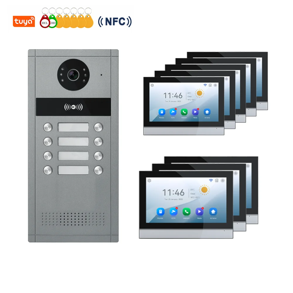 7 Inch AHD 1080P Wifi Video Door Bell Intercom System RFID NFC Doorbell Camera Family Multi Apartment Video Door Phone Intercom
