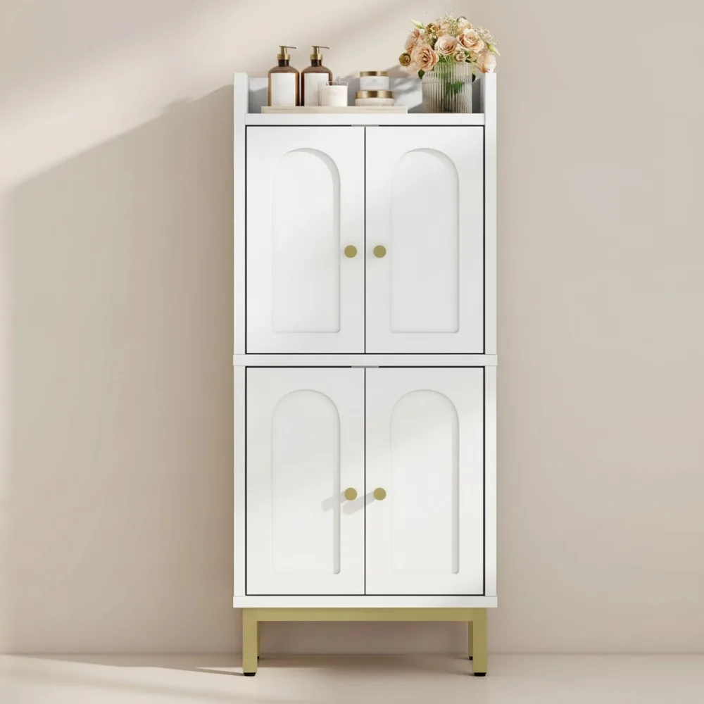 

4-дверный шкаф для хранения в ванной комнате с регулируемыми ножками, отдельно стоящий органайзер для небольших помещений, кухни и гостиной