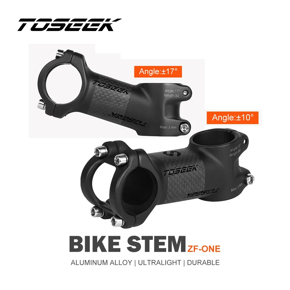 

TOSEEK ZF-ONE Carbon Bike Stem 10Degree/17Degree Mountain Bike Stem 31.8mm Handlebar Stems 60/70/80/90/100mm BMX MTB Parts