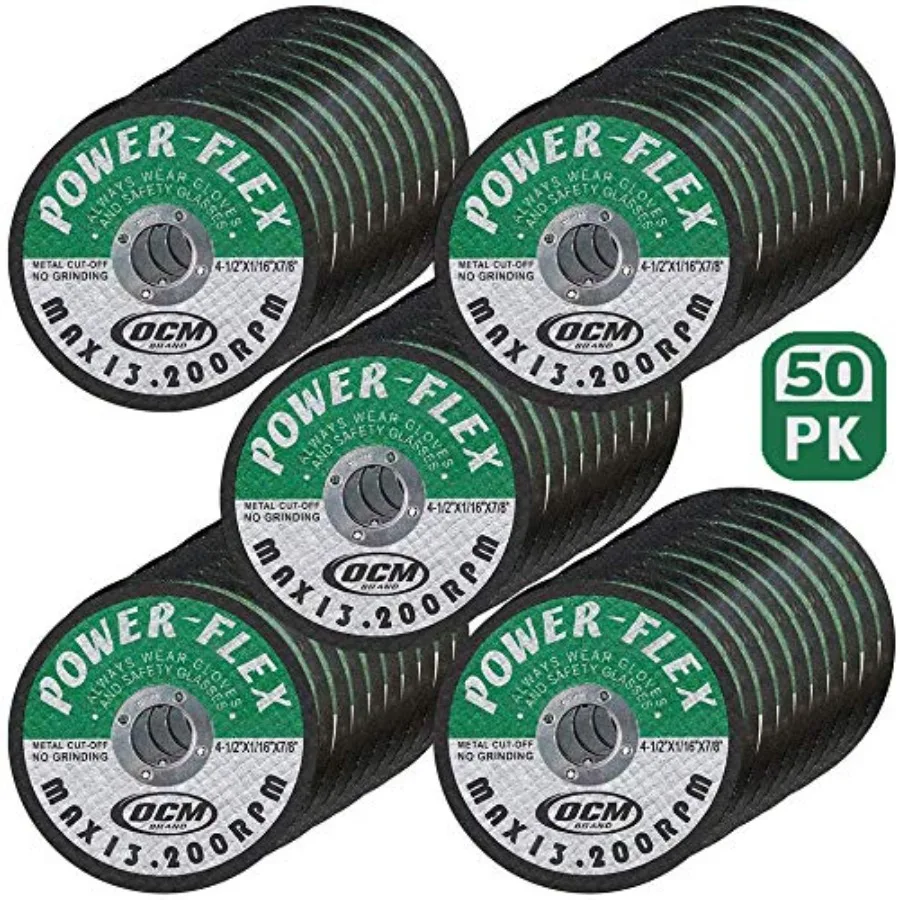 

50 Pack - Cut Off Wheels 4 1/2 Inch x 1/16 Inch x 7/8 Inch - for Cutting All Steel and Ferrous Metals.