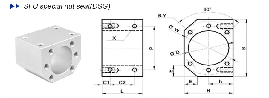 28mm DSG16H Halterung CNC-Teile RM1605 Kugelumlaufspindel Aluminium-Muttergehäuse Halterung Passend für SFU1610/SFU1604/SFU1605 – Detail 6
