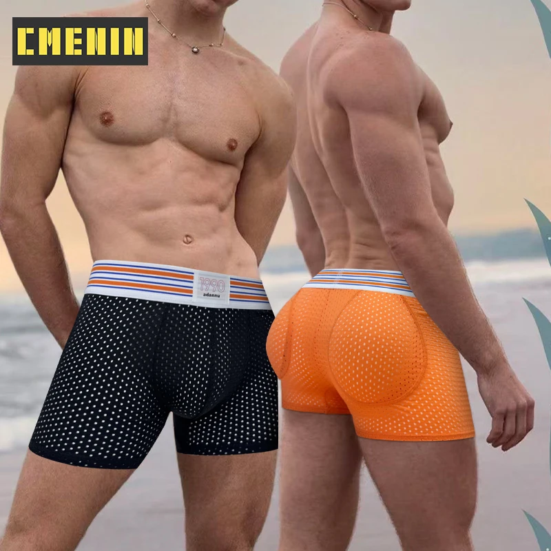 

CMENIN 1Pcs Hip Pad Sexy Men's Boxers Briefs Cotton Men Underwear Breathable Mesh Mens Underpants Gays Bikini Man Panties Trunks