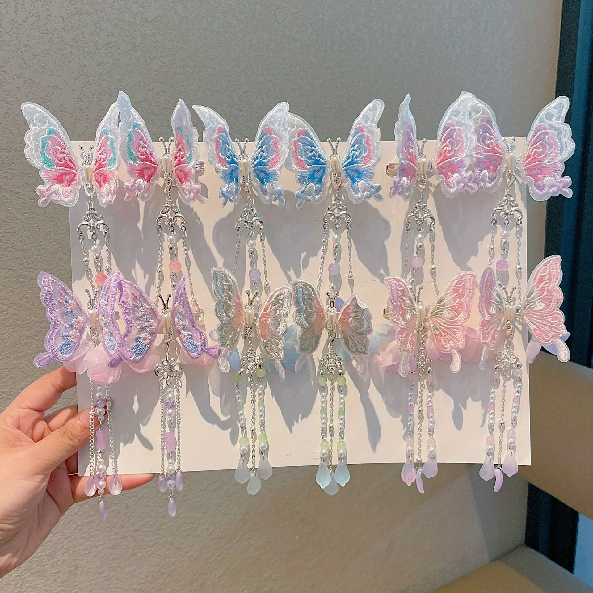 Kinderaccessoires Schmetterling Kinder Hanfu Kopfschmuck Fransen Antike Haarnadeln Babyzubehör Haarnadeln und Clips